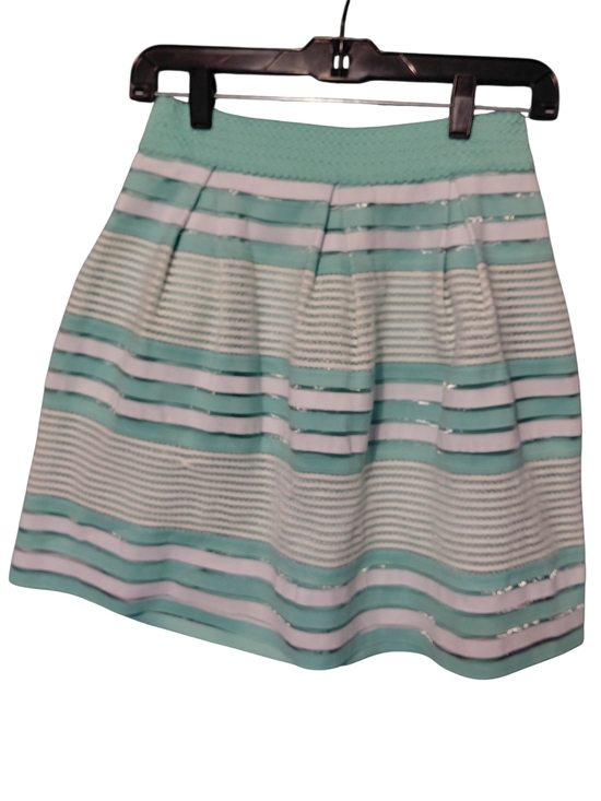 Alya Dresses & Skirts - Alya Mint Green White Striped A-Line Skirt Preppy Dressy Gold Zipper Back Summer